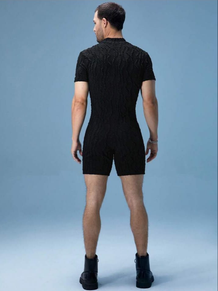 Crystal City Men's Deep V-Neck Short Sleeve Romper